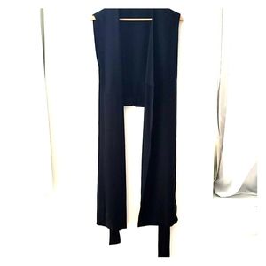 COS black long front tie vest